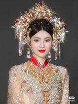 Xiuhe clothing headdress bride new Ming Dynasty Hanfu phoenix crown Chinese style atmospheric hair accessories wedding tassel crown female gorgeous