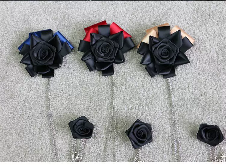 Trâm cài thủ công nam và nữ emcee áo lót phù hợp với corsage phụ kiện hoa hồng Hàn Quốc tua rua trâm đen corsage - Trâm cài