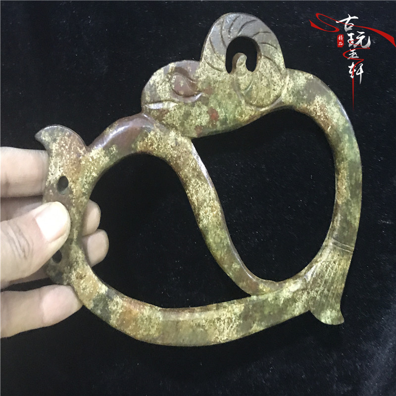 Antique jade antique jade tường ngọc Ming và Qing Triều Đại tuổi cao cổ ngọc bích mảnh ngọc bích ngọc cũ mặt dây chuyền cũ Pique cừu móc vòng cổ ngọc bích