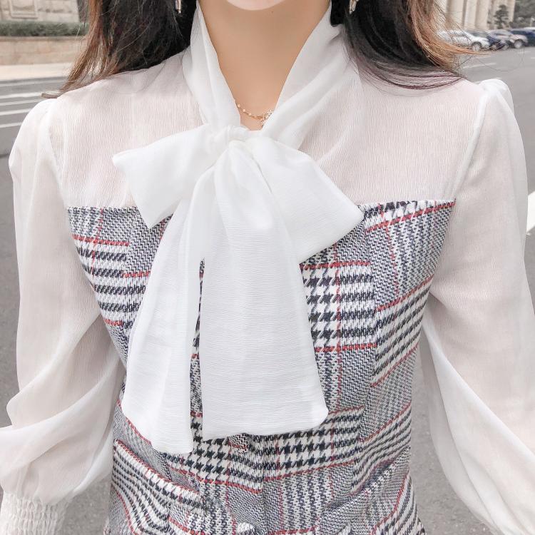 DABI 韓系蝴蝶結拼接百褶裙套裝長袖裙裝 DABI 韓系蝴蝶結拼接百褶裙套裝長袖裙裝