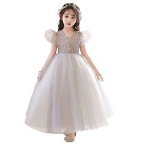 Fille Host Gown High End Birthday Princess Dresses Children Flower Girl Little Girl Piano Playing Out