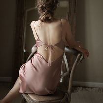 Forced To Sell Pajamas Sexy Dew Dorsal Pyjamas Silk Harness Real Silk Sleeping Dress Wedding Brides Home Hostess Spring Summer