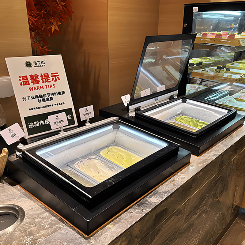 Desktop Ice Cream Display Cabinet Commercial Frozen Ice Cream Small Self-Service Italian Gelato Ice Cream Cabinet