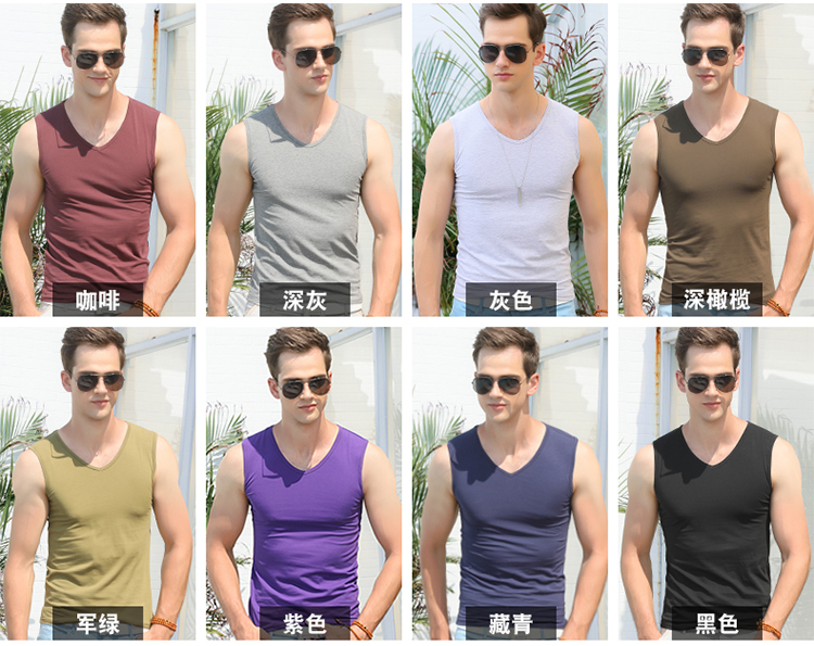 Mùa hè thoáng khí thể thao vest nam tự trồng căng cotton kích thước lớn xu hướng vest vai màu rắn vai rộng đáy áo lông cừu