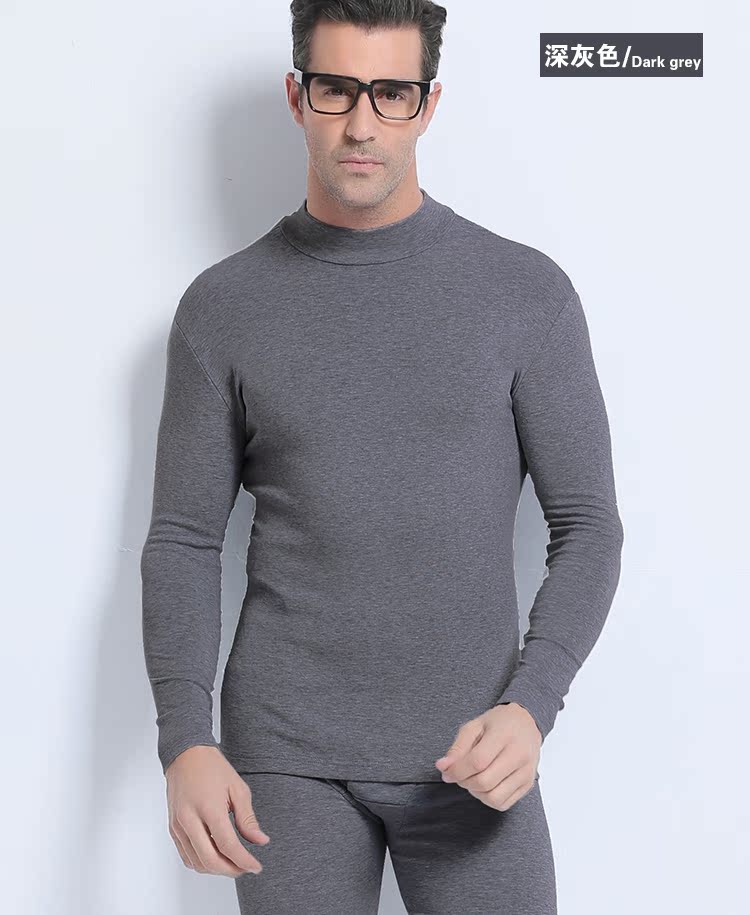 Mùa đông nam cộng với nhung dày đồ lót nhiệt thiết lập cổ áo cao Slim size lớn quần ấm áo khoác ấm bộ mặc nhà