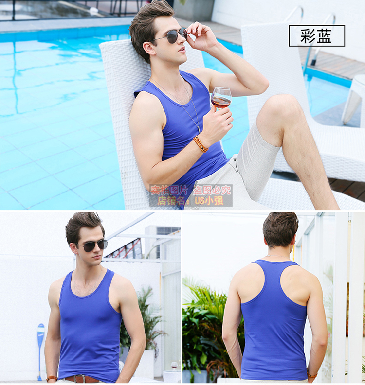 Của nam giới áo ghi lê mùa hè thể dục chặt chẽ thể thao dưới hẹp vest cotton Slim XL triều áo sơ mi