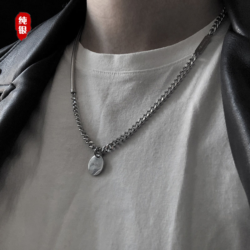 Men's necklace pure silver 2022 new in Europe and America cool cap tide hiphop original design tide men