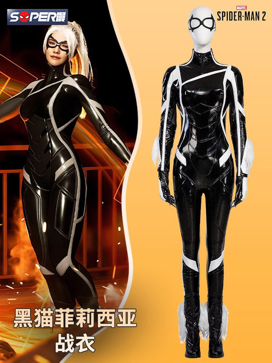 Marvel Spider-Man 2 Black Cat Felicia Cosplay Costume, Same Style Bodysuit Jumpsuit Full Set Female Cosplay Outfit
