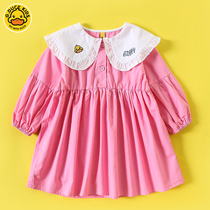 Little yellow duck childrens clothing girls foreign skirt autumn childrens doll collar Princess dress little girl Baby Cotton