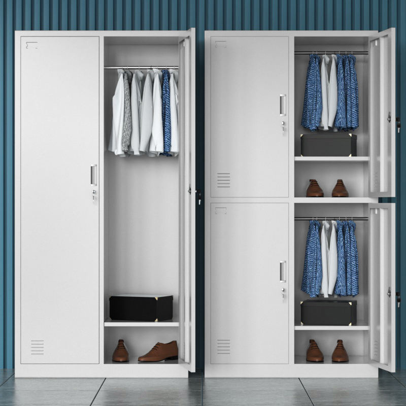 Thicken three-door iron wardrobe office locker with lock bathroom gymWorkroom locker locker