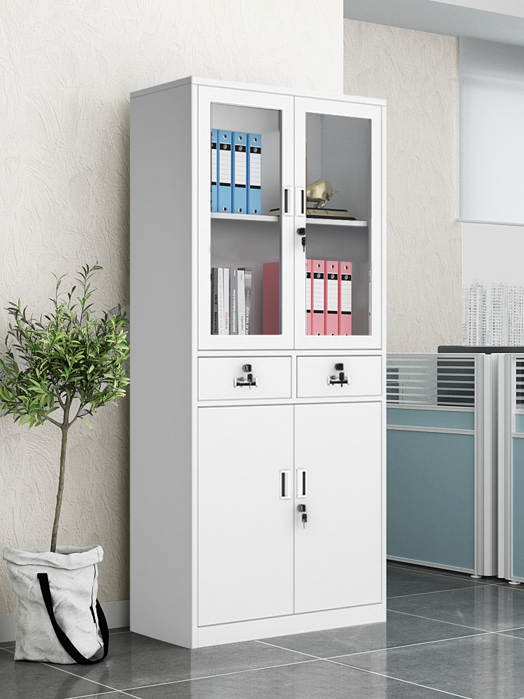 Steel office iron file cabinet File data certificate cabinet Bookcase drawer lockable low cabinet Storage locker