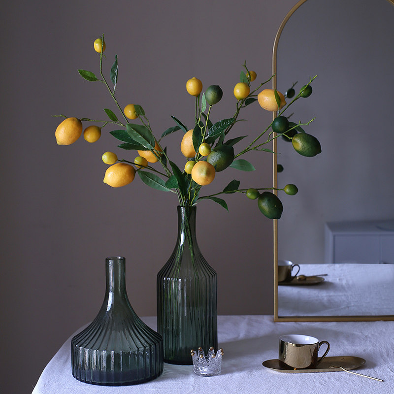 High simulation lemon fruit branch model room decoration set