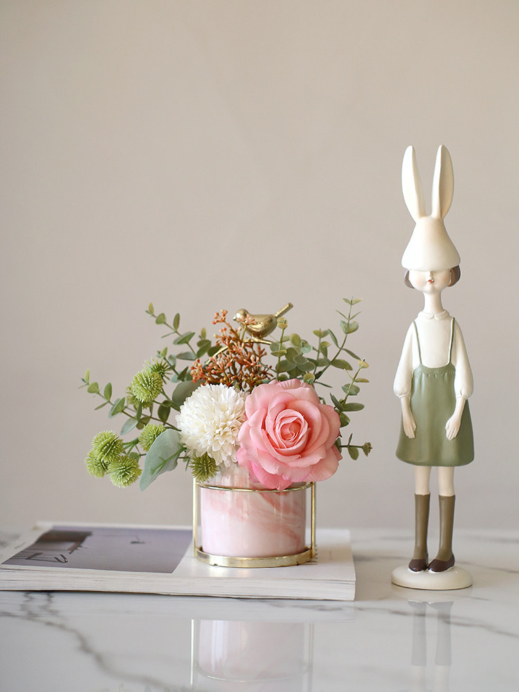 Simulation flower fake flower ins wind flower art hand feel rose eucalyptus decorative flower decoration set flower arrangement small table flower