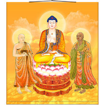 High-definition portrait of Tathagata Buddha Buddha statue of Sakyamuni Buddha Kasyapa Ananda full-screen scroll painting