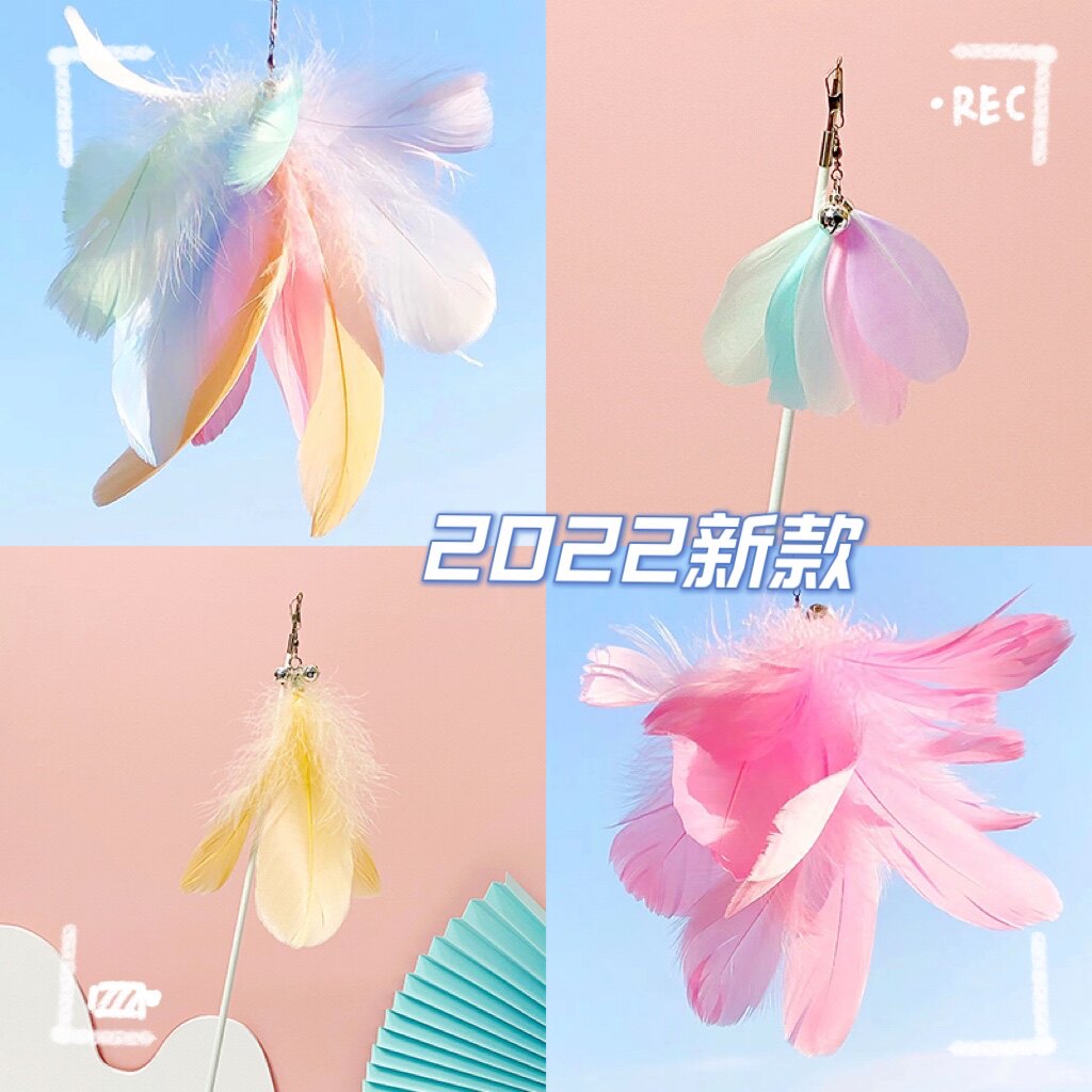Full 10 yuan cat teaser stick replacement head bite-resistant feather with bell fairy DIY cat toy pet supplies