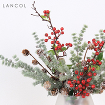 Lancol Christmas Emulation Flowers Pine Branches Cedar Cedar Fruits Home Living Room Placement Flowers Festival Desktop Decoration Fake Flowers