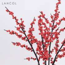 Lancol Brief Simulation Flowers North American Red Winter Green Fruit Bouquet Suit Home Decoration Festival Annual Holiday Flowers