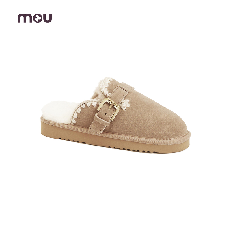 Mou Women's Wool-Lined Comfortable and Warm Slippers, Suitable for Outdoor Wear