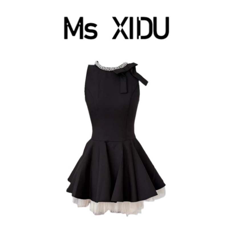 Ms Xidu Elegant Little Black Dress for Women, Summer Birthday Dress, High-End Sleeveless Tank Dress