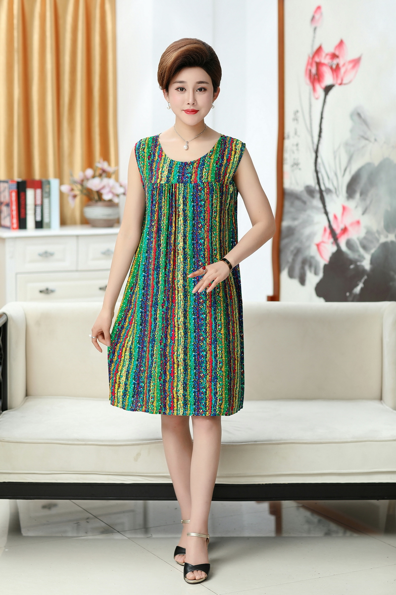 Ái lực với bông lụa bông lụa phụ nữ nightdress phụ nữ mùa hè bông dễ thương váy không tay váy nhiều màu wx2