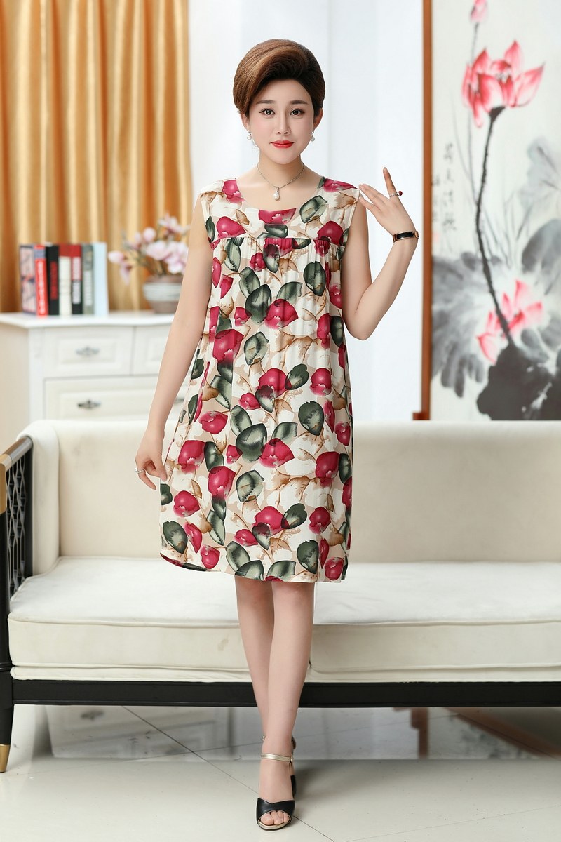 Ái lực với bông lụa bông lụa phụ nữ nightdress phụ nữ mùa hè bông dễ thương váy không tay váy nhiều màu wx2