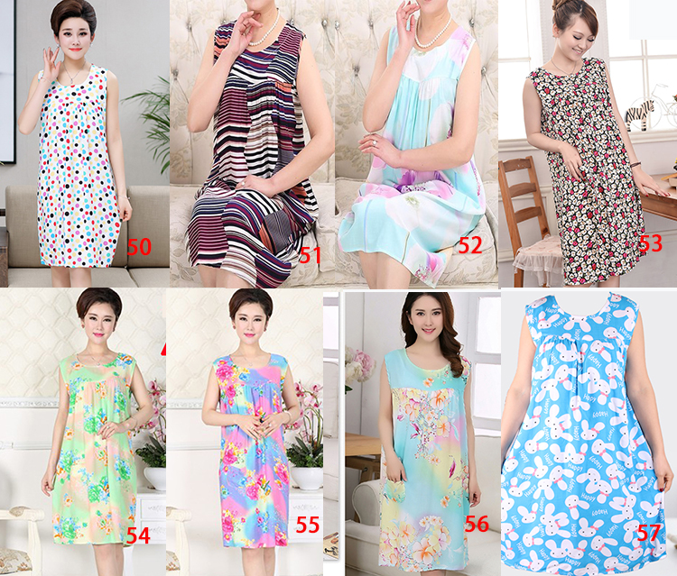 Ái lực với bông lụa bông lụa phụ nữ nightdress phụ nữ mùa hè bông dễ thương váy không tay váy nhiều màu wx2