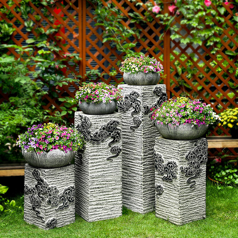 Courtyard Garden Arrangement New Chinese Soft Dress Yard Villa Building View Folk and Decoration Pendulum with Zen Imitation Stone Base