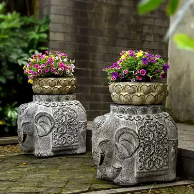 Elephant imitation stone bench stone pier base stone drum gate pier Chinese courtyard door pair of Gatehouse house flower pot