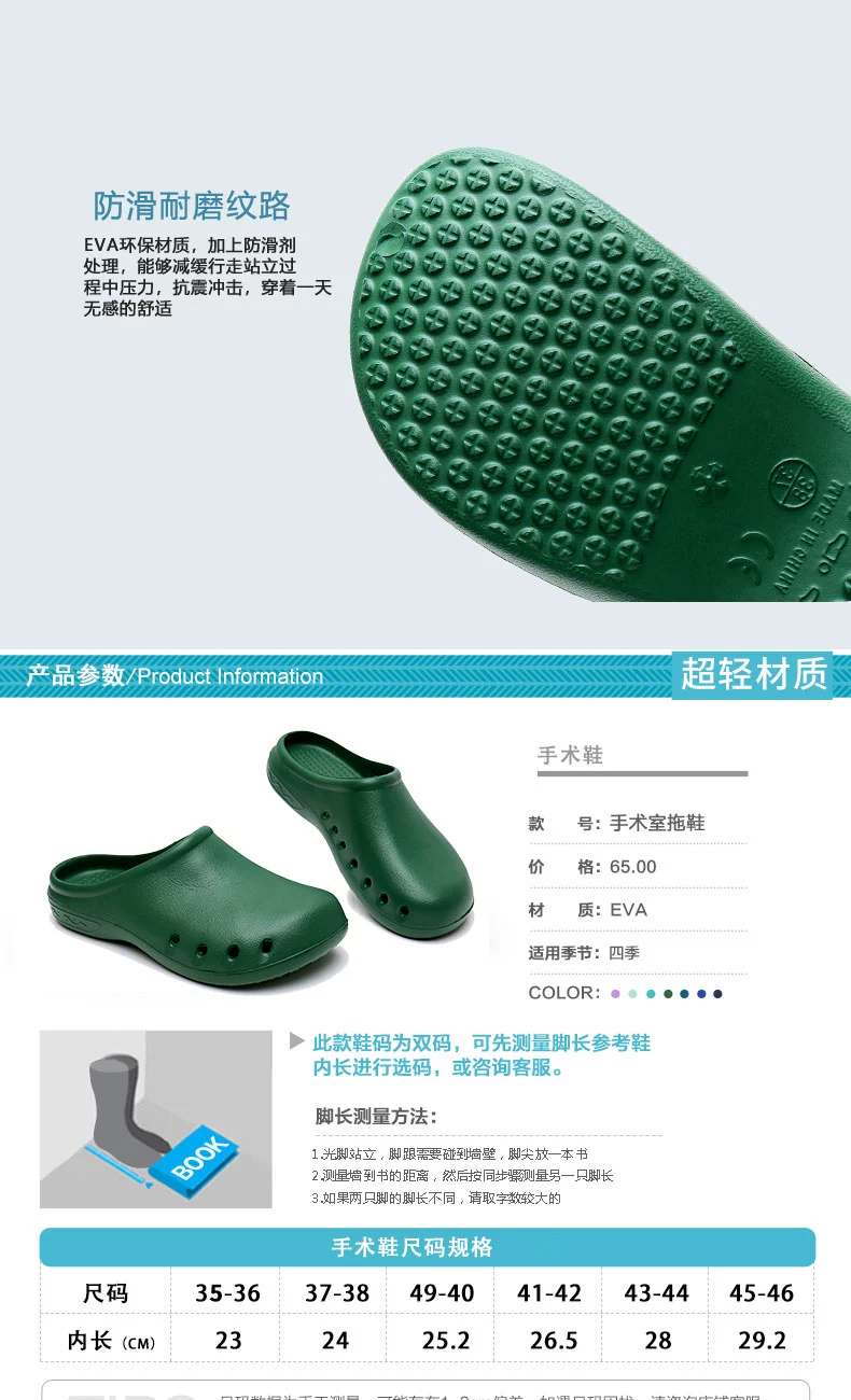 Operating room slippers for women, breathable non-slip medical nurse's hole shoes, medical special surgical shoes, hospital doctor's shoes for men