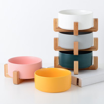 Ceramic kitty Cereal Bowl Water Bowl with wood frame Cat Food Bowl Creative Nordic Wind Shara Bowl