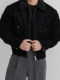 Winter American light mature style imitation sherpa lapel PU leather jacket cotton coat men's heavy cotton windproof thick coat