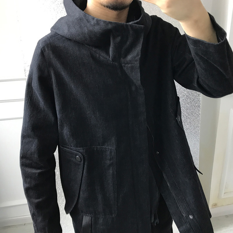 Những mẫu áo khoác denim nam đẹp trai mùa thu 2018 mới có thể được giảm béo ở eo trùm đầu áo gió dài nam NF81089 áo gió dáng dài