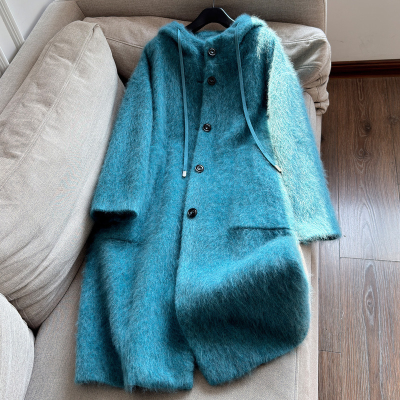 [Off-Season, This Price Is Not Available in Autumn and Winter] Light Luxury Thickened Fleece Cashmere Wool Hooded Age-Reducing Coat
