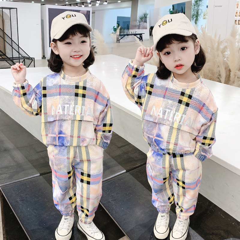 Girls set Spring and Autumn Children's Autumn 2021 new style foreign baby girl clothes kids girls sports two-piece set