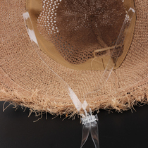 Invisible windproof rope hat Special transparent anti-fall with sun hat Fisherman hat Straw hat windproof artifact hat with hat rope