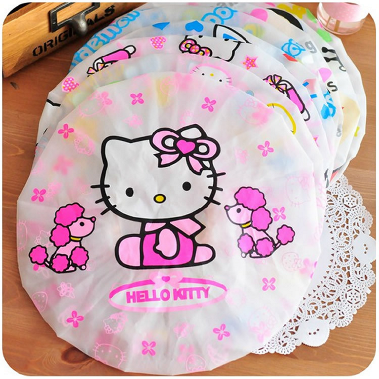 Cute Cartoon Bath Cap Day Type Waterproof Shower Cap Wash Hair Hat Anti-Oil Smoke Cap