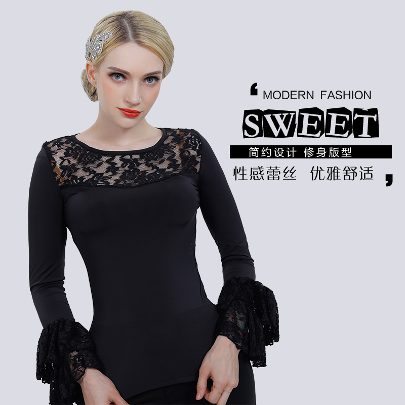 Peng Yue Dance Springtime New Morden Dance Blouses Adult National Standard Dancing Undershirt Latin Dance Performance