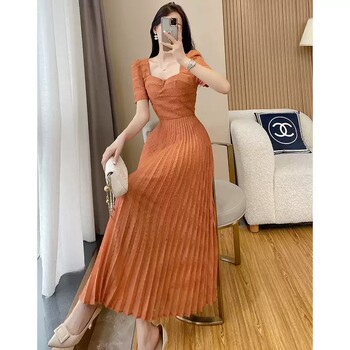 Clearance shopping mall discount tea break French dress new high-end sense celebrity temperament looks thin and royal sister style long