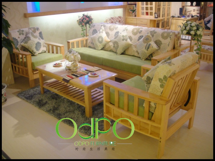 Ưu đãi đặc biệt sofa gỗ rắn New Zealand sofa phòng khách kết hợp sofa 1 + 1 + 3 có thể được sử dụng làm sofa giường có đệm - Ghế sô pha