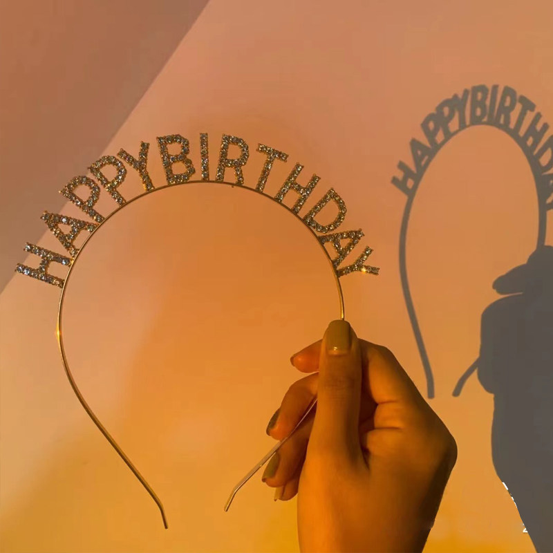 Birthday headband female net red happy birthday headdress decoration headband hair card girls atmosphere photo props ins