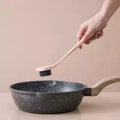 Kitchen cleaning non-stick oil small waist wash pan brush bowl brush with handle long handle brush