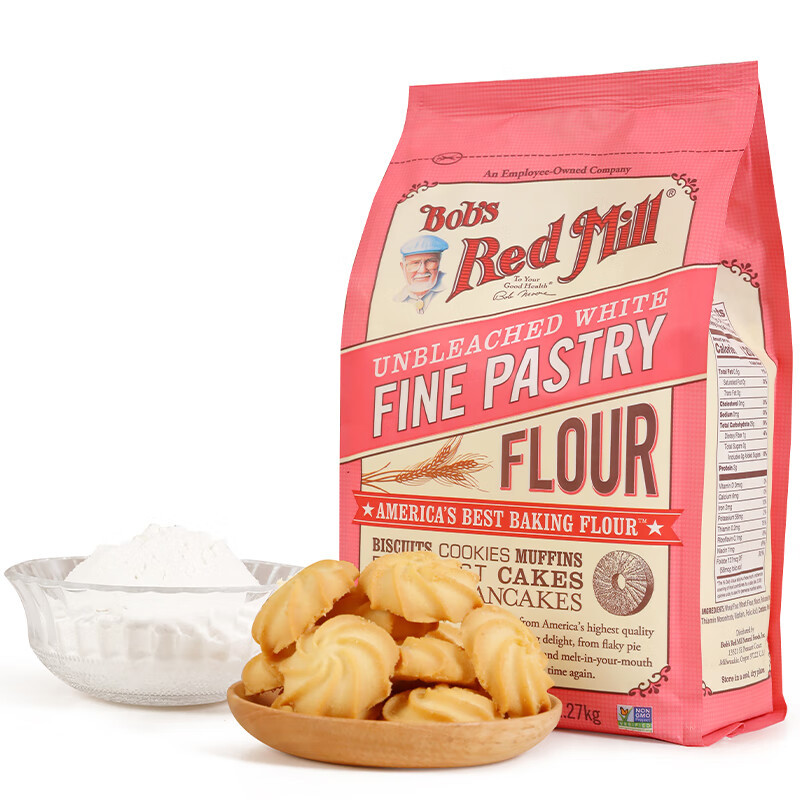 Bob's Red Mill Stone-Milled Low-Gluten Flour Unbleached Cookie and Cake Flour 2.27kg Original Imported Baking Ingredient