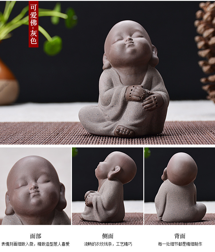 The young monk tea pets don 't listen to watch don' t say furnishing articles ceramic products when The little novice monk can raise zen tea tea tea