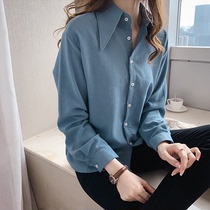 2020 spring T-shirt womens fat mm Korean version solid color shirt womens long-sleeved top loose and thin 200 catties bottoming shirt trendy