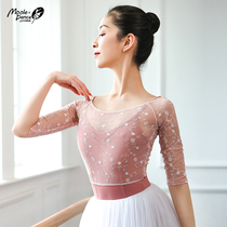 Small Jasmine Short Dance Exercises for womens blouses with sleeves embroidered outside a floral workout for adults ballet