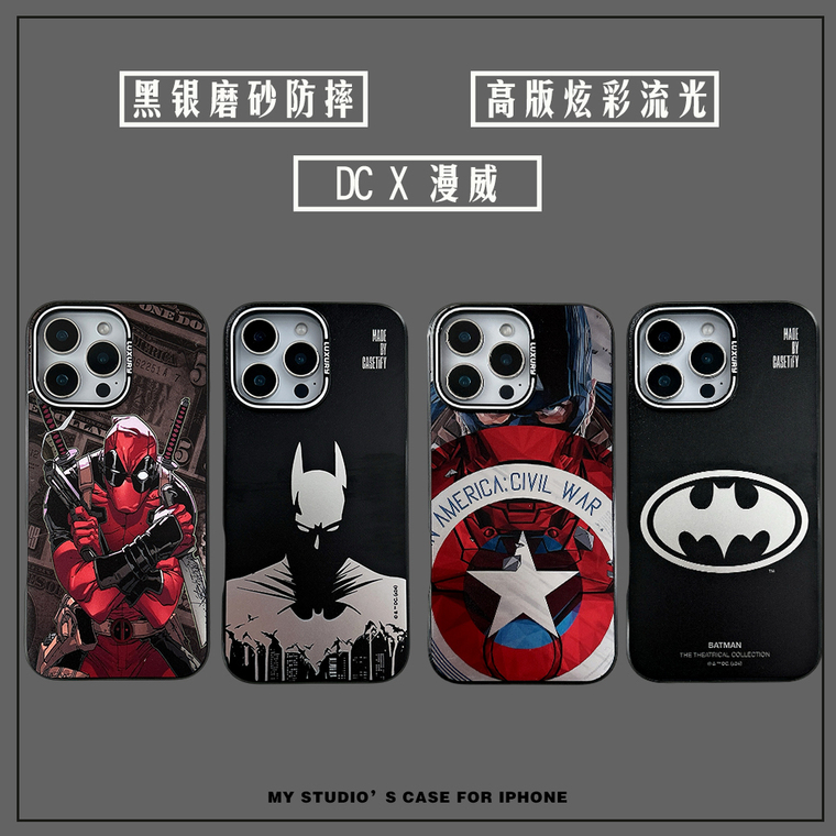 Deadpool Red, Batman Black, Captain America Character iPhone Case