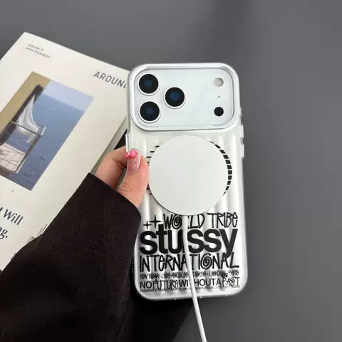 Trendy Fashionable Stussy Magsafe Clear Ribbed Streetwear Phone Case – Pro/Plus/Max/Air – iPhone 17, iPhone 16, iPhone 15, iPhone 14, iPhone 13, iPhone 12