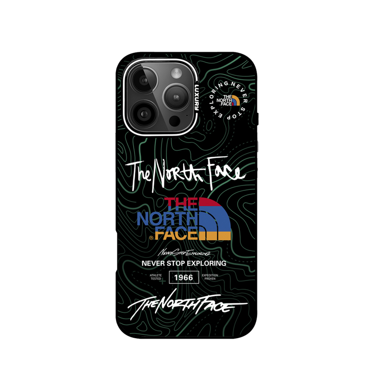 The North Face Red Blue White Mountain Topographic iPhone Case
