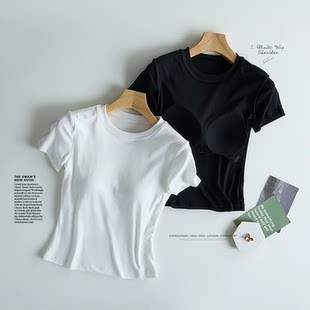 Пижама летняя топ с чашечками, футболка с коротким рукавом