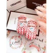 Male and female winter cute garnter thickened with warm and waterproof anti-chilling 5-finger students Riding Children Ski Gloves for children